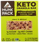 Munk Pack Almond Butter Cocoa Chip Keto Granola Bar, 1.12 Ounce - 4 count per pack -- 6 packs per case