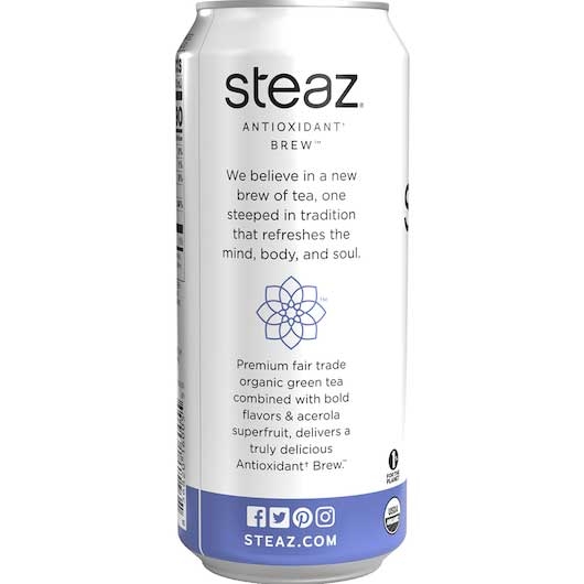 Steaz Organic Blueberry Pomegranate Acai Iced Green Tea, 16 Ounce -- 12 Per Case