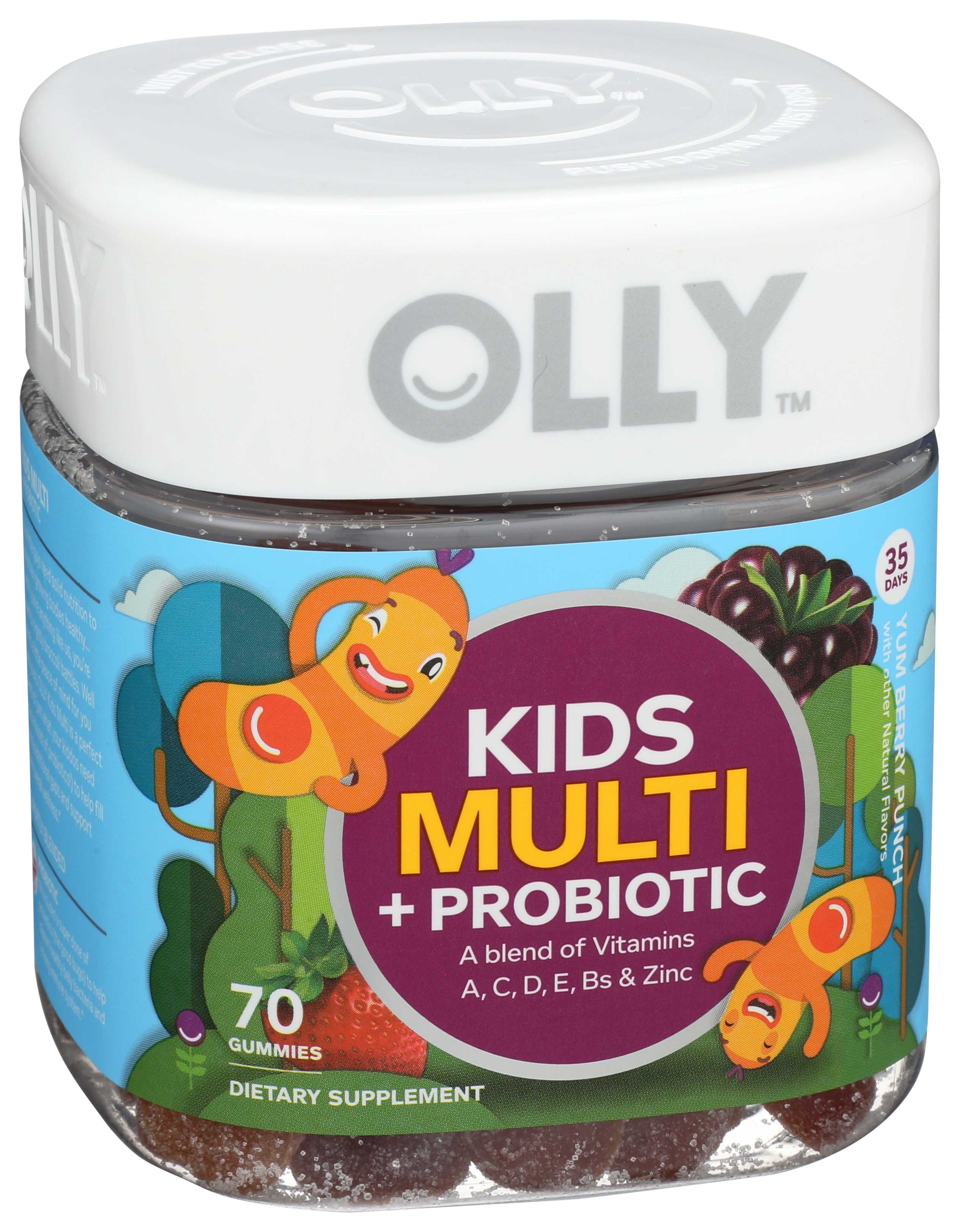 Olly Kids Multi Plus Probiotic Gummies Yummy Berry Punch, 70 Count