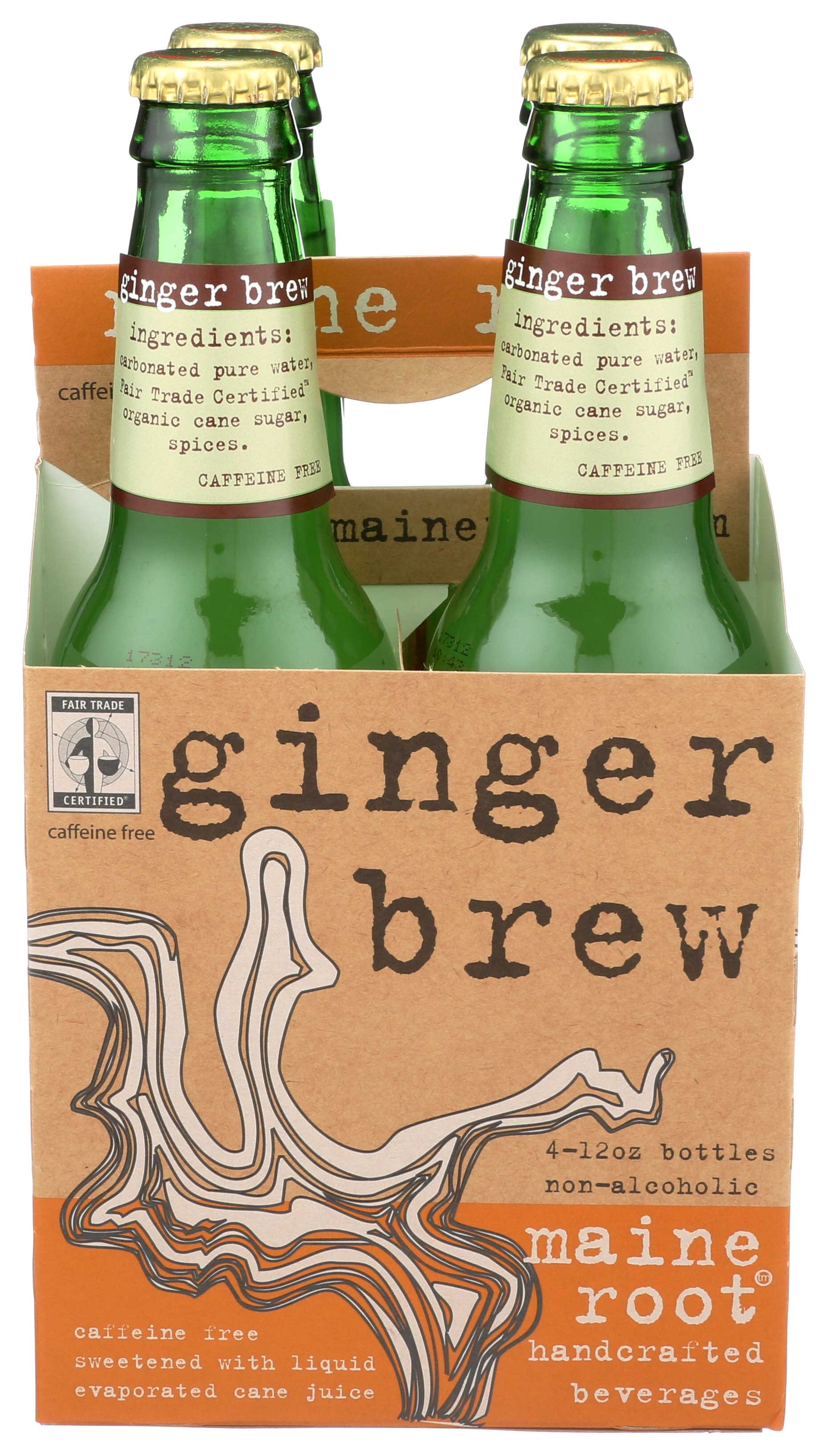 Maine Root Ginger Brew Soda, 12 Ounce, 4 Count -- 6 Per Case