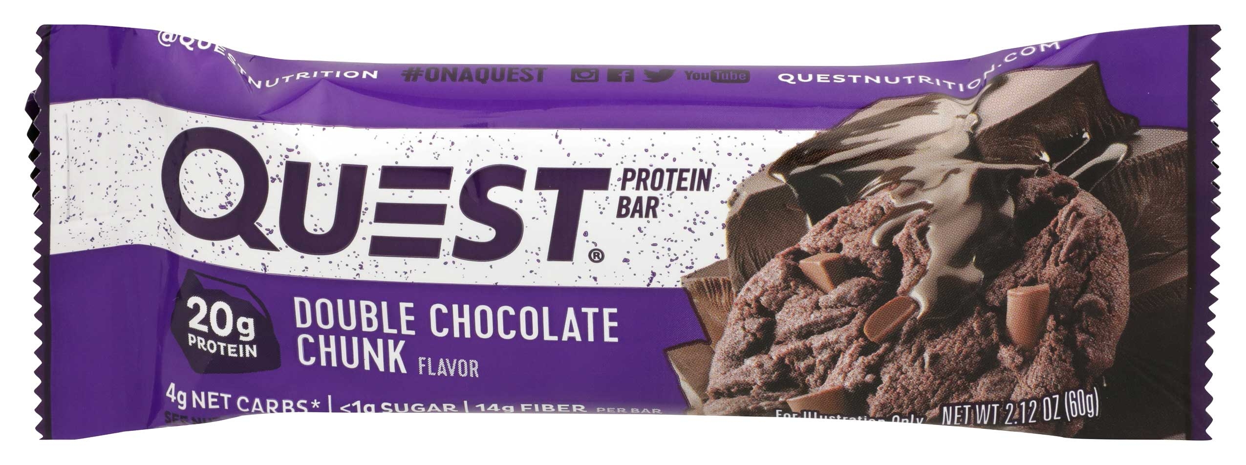 Quest Double Chocolate Chunk Protein Bar, 2.12 Ounce -- 12 per case.