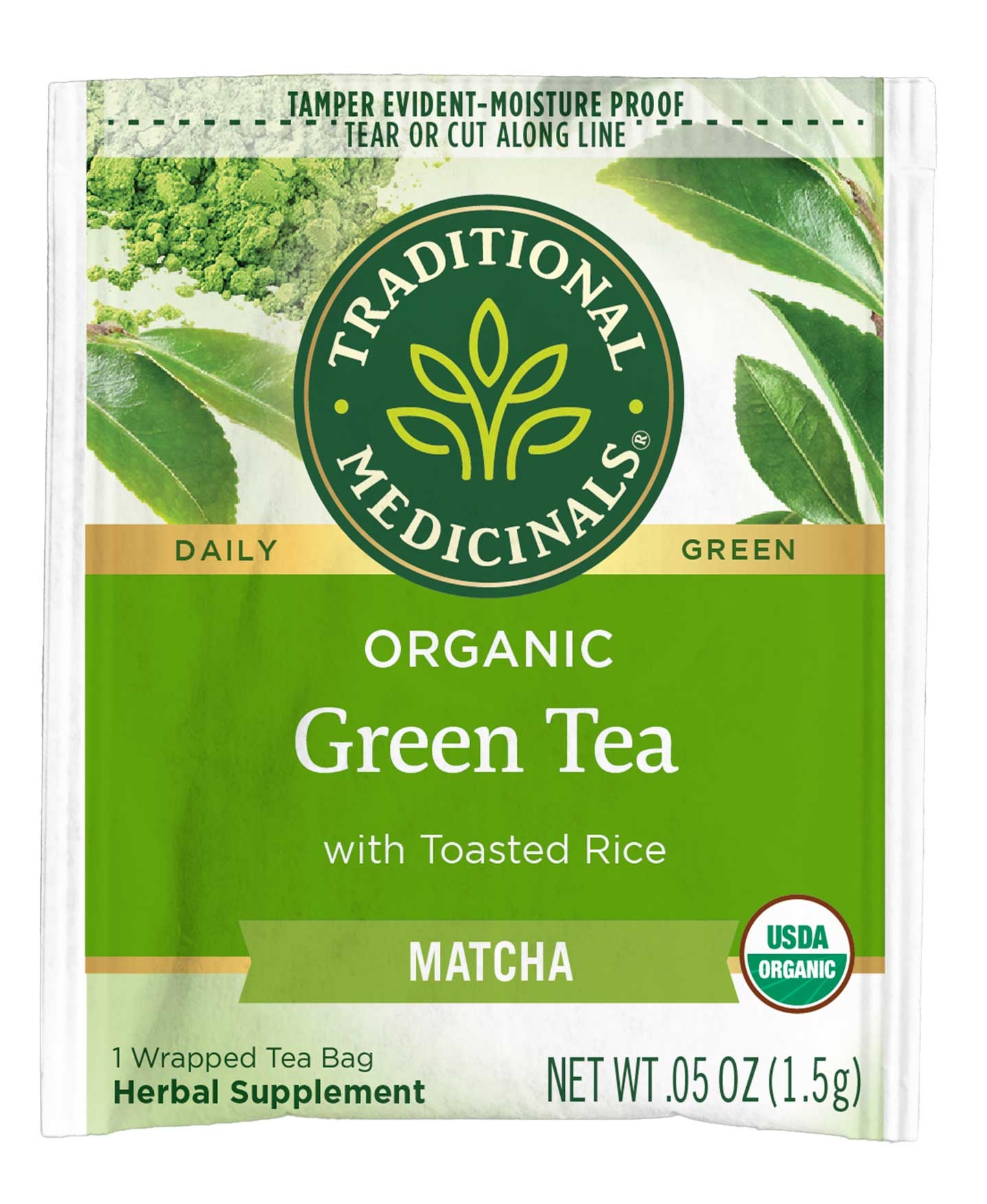 Traditional Medicinals Organic Matcha Green Tea with Toasted Rice, 16 tea bags per pack -- 6 per case