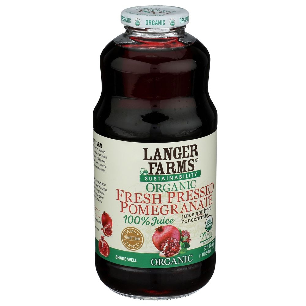 Langers Farms Organic Fresh Pressed Pomegranate Juice, 32 Fluid Ounce -- 6 Per Case