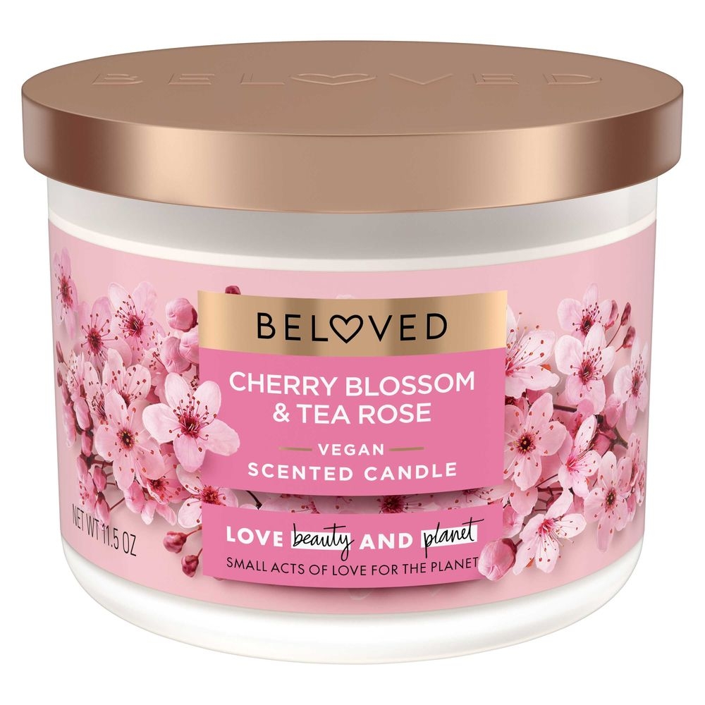 Love Beauty and Planet Beloved Cherry Blossom and Tea Rose 2 Wick Candle, 11.5 Ounce -- 6 per case