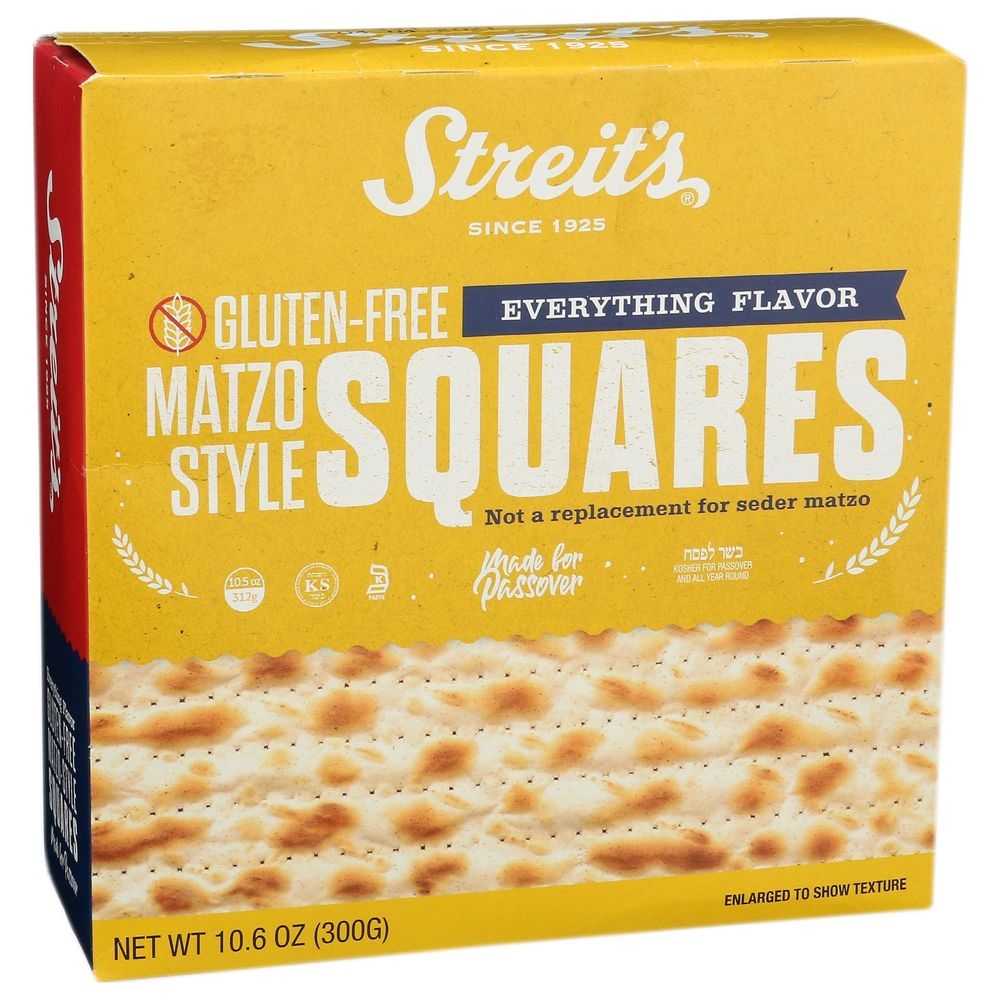 Streits Everything Flavor Gluten Free Matzo Style Squares, 10.6 Ounce -- 12 per case