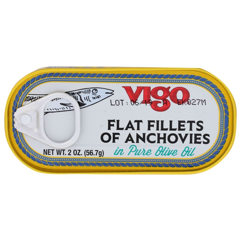 Vigo Flat Fillets of Anchovies, 2 Ounce -- 25 per case