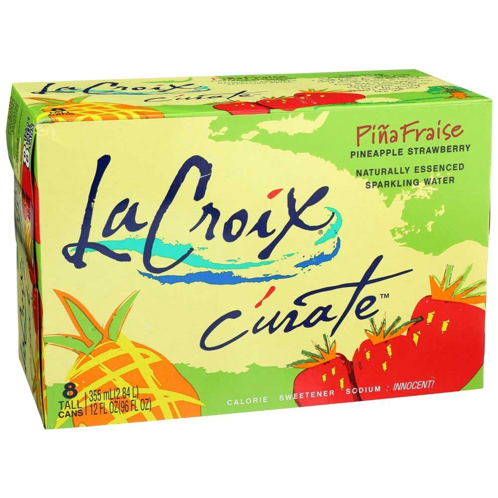 LaCroix Natural Pineapple Fraise Strawberry Sparkling Water, 12 Fluid Ounce - 8 Count per pack -- 3 packs per case