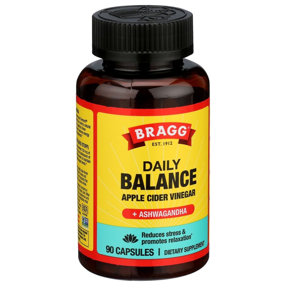 Bragg Daily Balance Apple Cider Vinegar Plus Ashwagandha Capsules, 90 Count