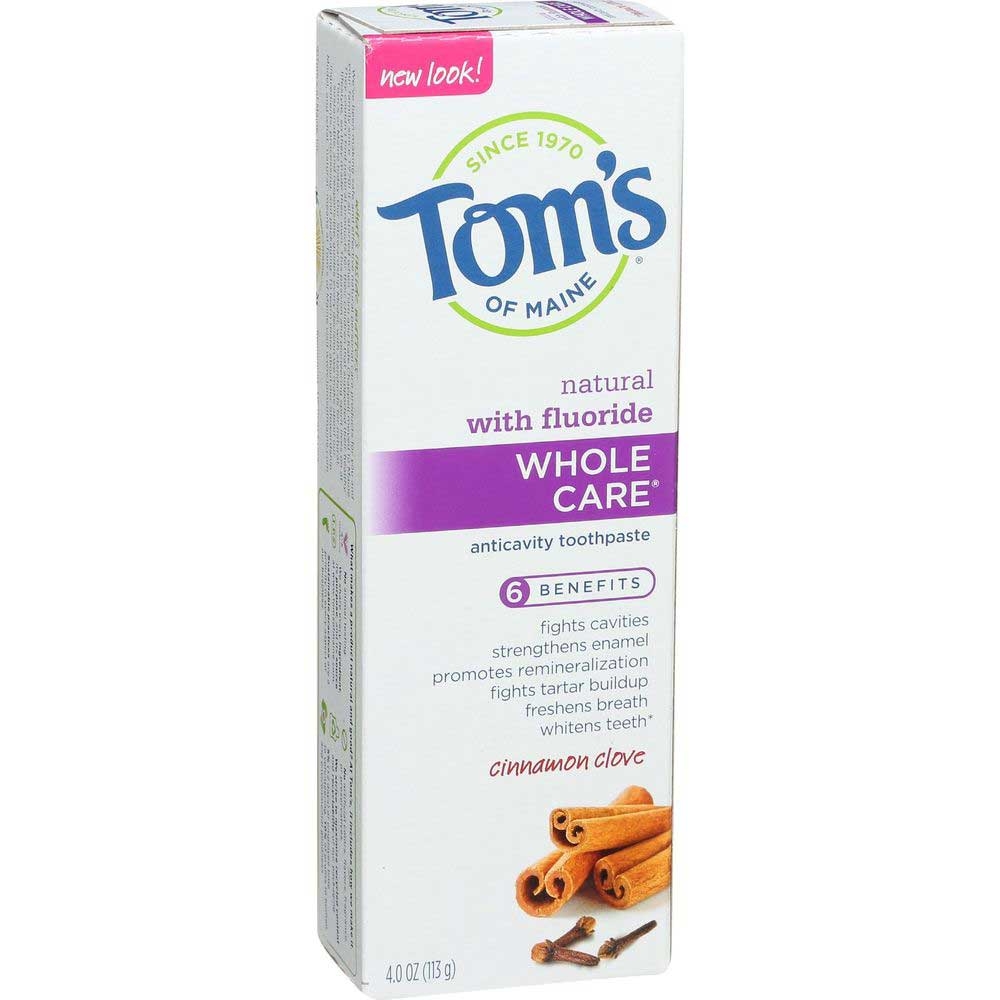 Tom's Of Maine Natural Whole Care Cinnamon Clove Anticavity Toothpaste With Fluoride, 4 Ounce -- 6 Per Case