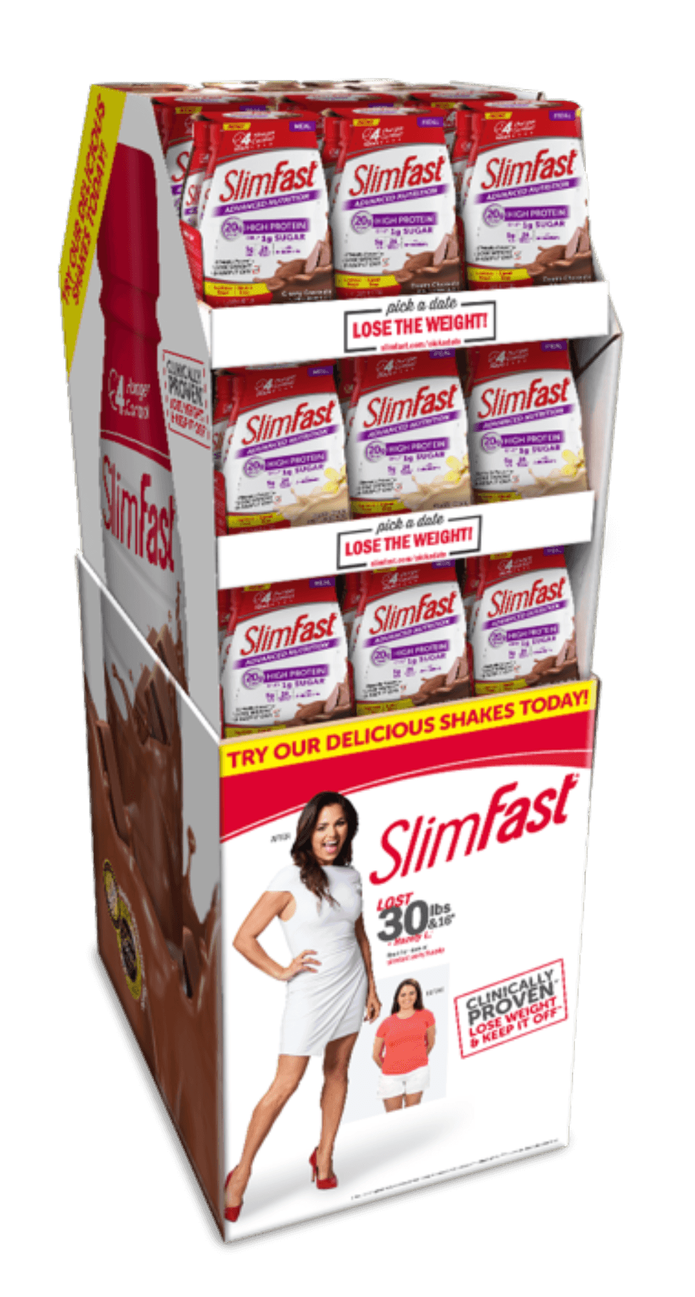 Slimfast Advanced Creamy Chocolate And Vanilla Cream Meal Replacement Shake, 1/4 Pallet Display -- 144 Per Case