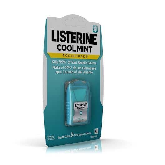 Listerine Pocketpaks Cool Mint Flavored Breath Strips, 24 Count -- 72 Per Case