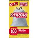 Glad Kitchen Tall Drawstring White Garbage Bag, 100 count per pack -- 4 per case.