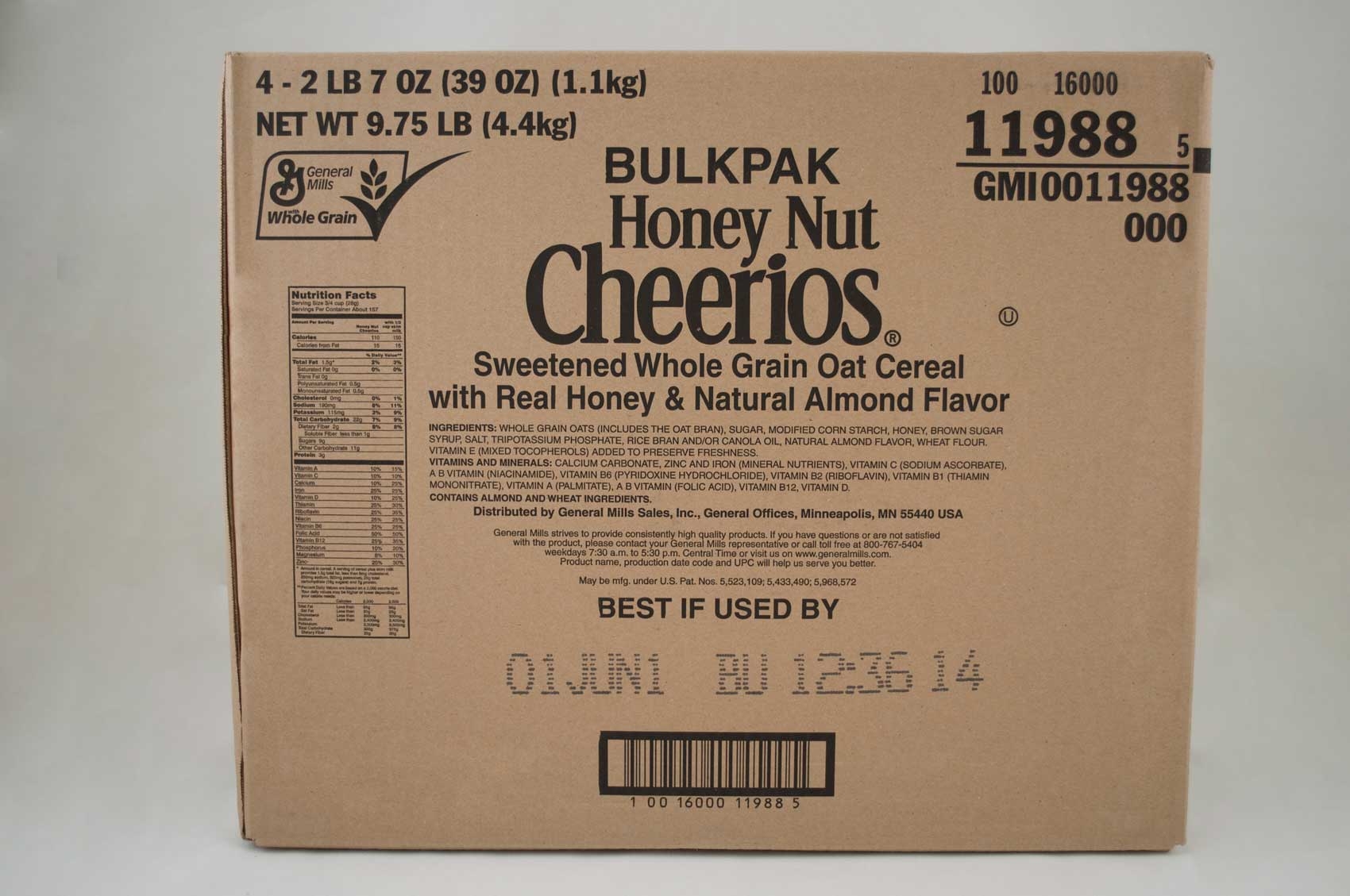 Honey Nut Cheerios Cereal, 39 Ounce -- 4 Per Case