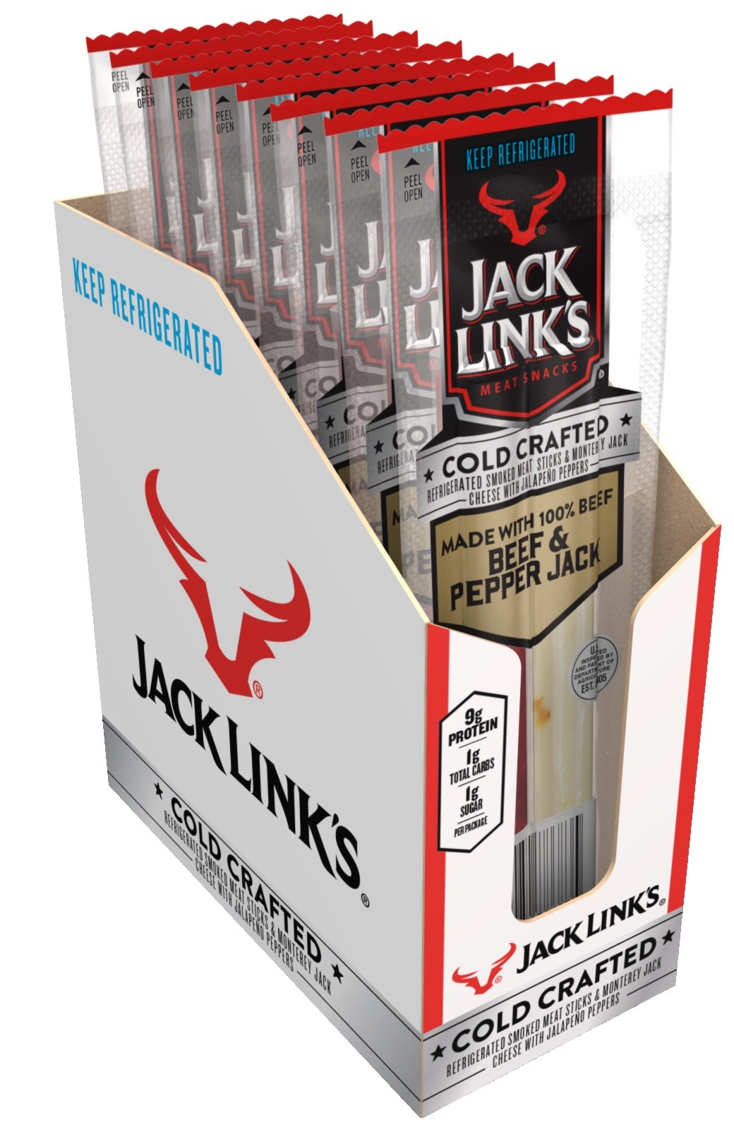Jack Links Original Beef and Pepper Jack Cheese Sticks, 1.5 Ounce -- 16 per case.