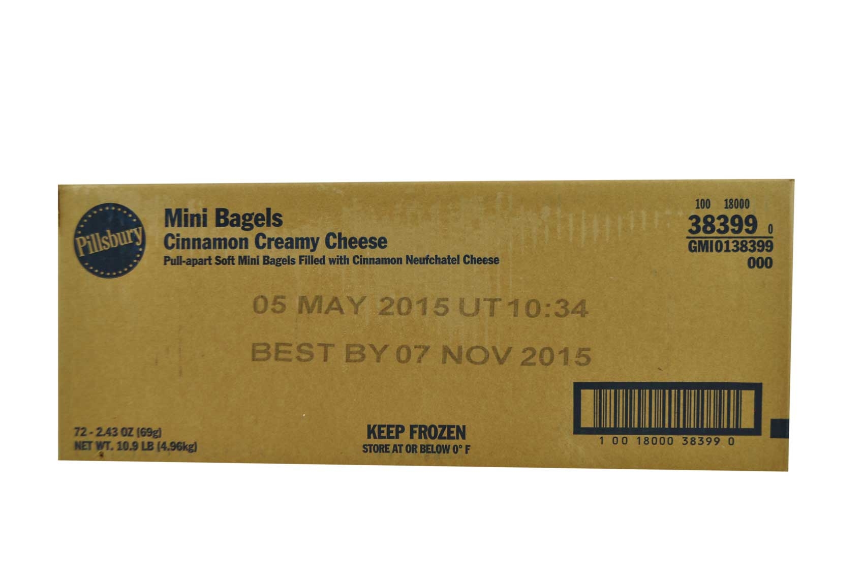 Pillsbury Mini Bagels, Cinnamon Creamy Cheese, 2.43 Ounce -- 72 per case.