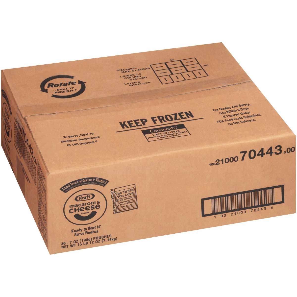 Kraft Frozen Entree Macaroni and Cheese, 7 Ounce -- 36 per case.