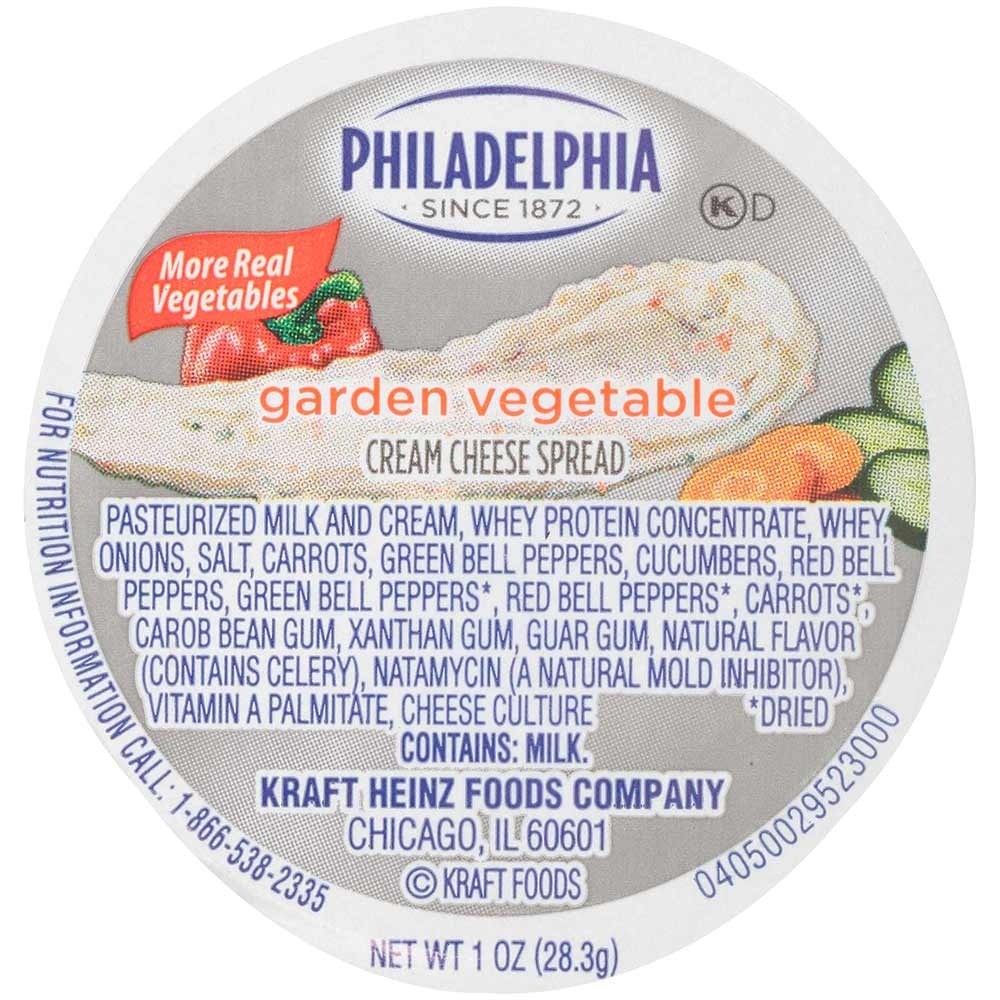 Philadelphia Garden Vegetable Cream Cheese, Cup, 1 Ounce -- 100 Per Case