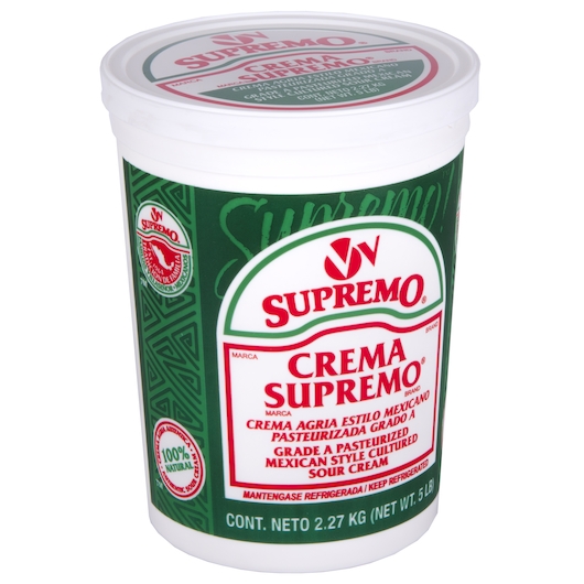 V&v Supremo Mexican Style Cultured Sour Cream, 5 Pound -- 4 Per Case