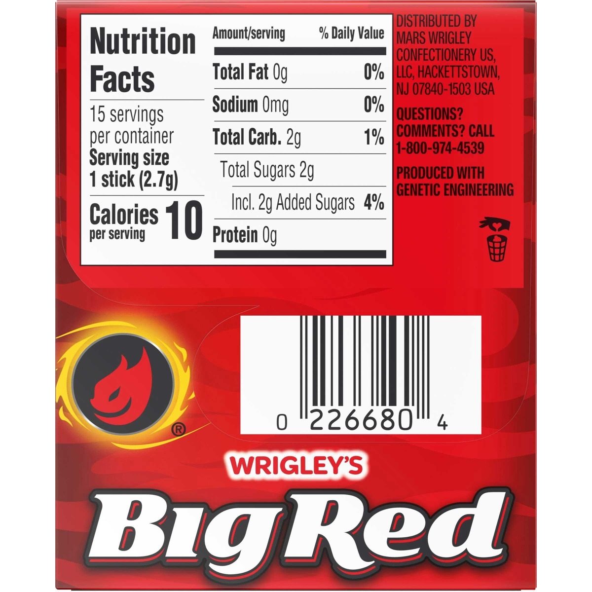 Big Red Single Serve Gum, 15 Count -- 120 Per Case
