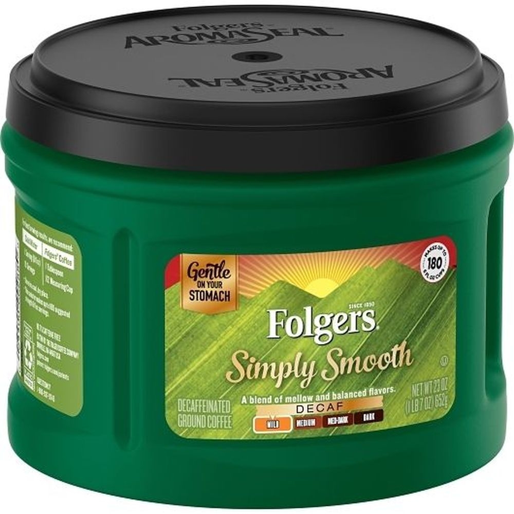 Folgers Simply Smooth Decaf Ground Coffee, 23 Ounce -- 6 per case