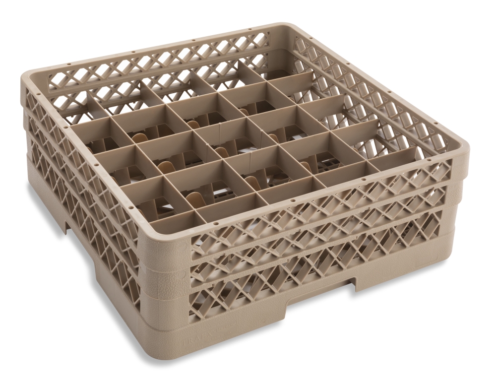 Traex Rack Master Beige 25 Compartment Glass Rack with Two Extenders, 7 1/8 x 19 3/4 x 19 3/4 inch -- 2 per case.