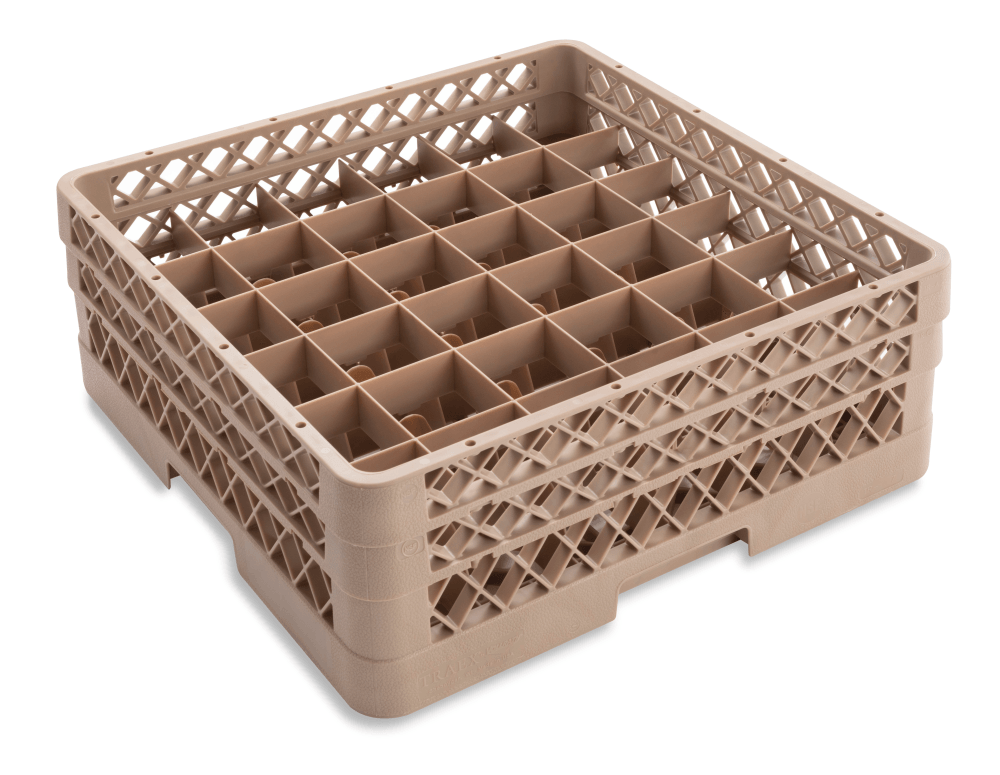 Traex Rack Master Beige 36 Compartment Glass Rack with Two Extenders, 7 1/8 x 19 3/4 x 19 3/4 inch -- 2 per case.