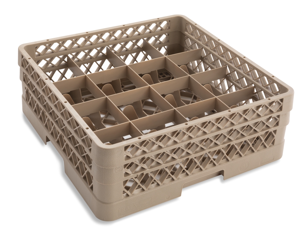 Traex Rack Master Beige 16 Compartment Glass Rack with Two Extenders, 7 1/8 x 19 3/4 x 19 3/4 inch -- 2 per case.