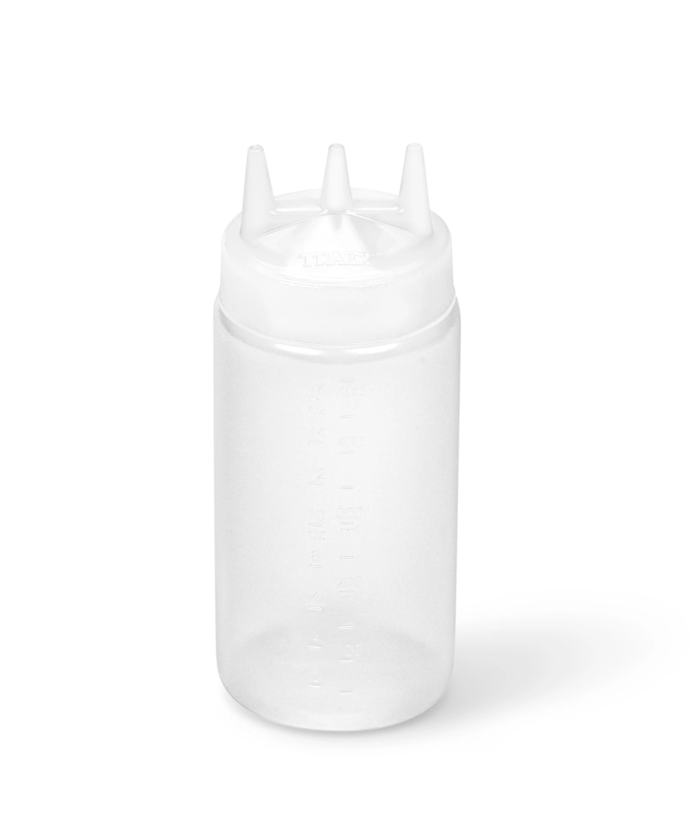 Traex Tri Tip Wide Mouth Squeeze Dispenser, Clear Bottle And Green Cap, 16 Ounce -- 12 Per Case