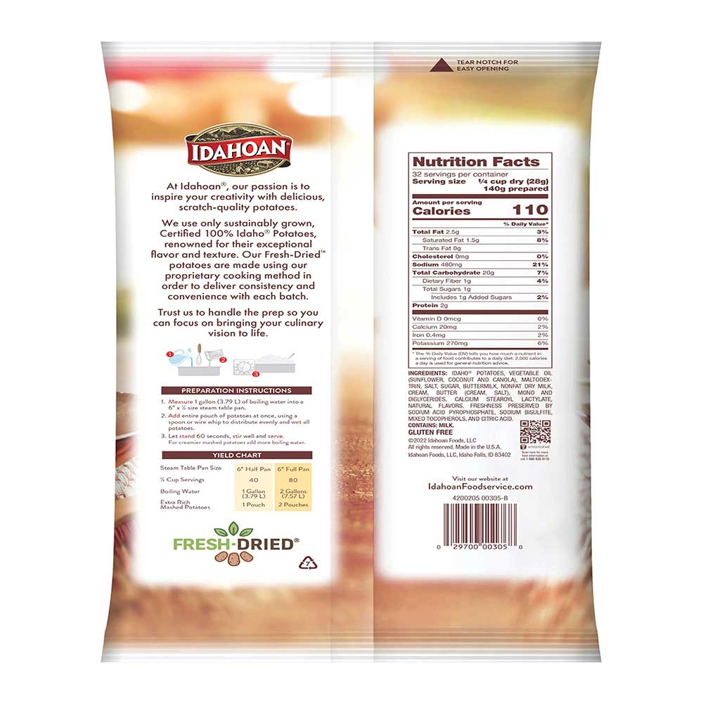 Idahoan REAL Signature Mashed Potatoes, 31.5 ounce Pouch -- 8 per case