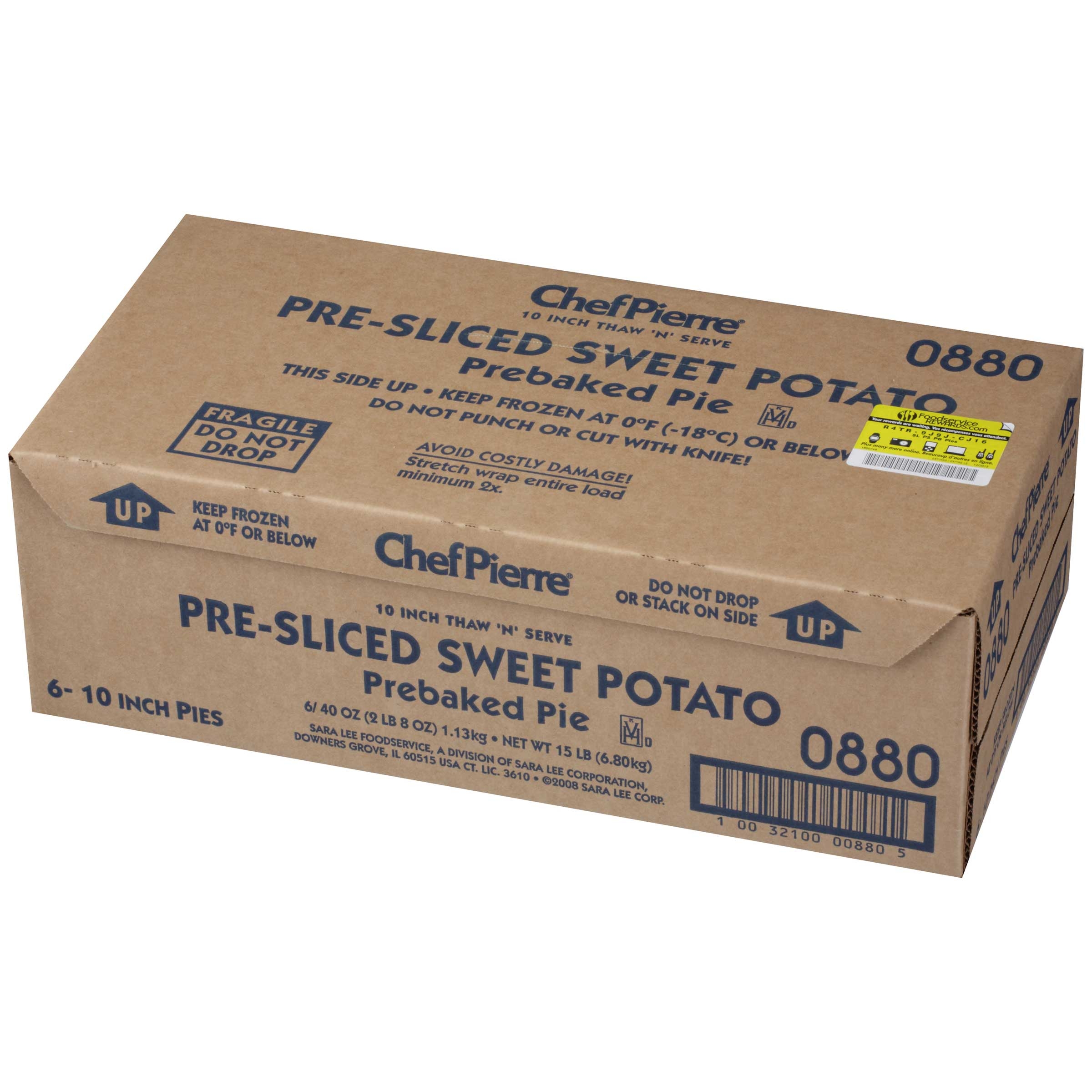 Chef Pierre Pre Sliced Sweet Potato Pie, 40 Ounce -- 6 Per Case