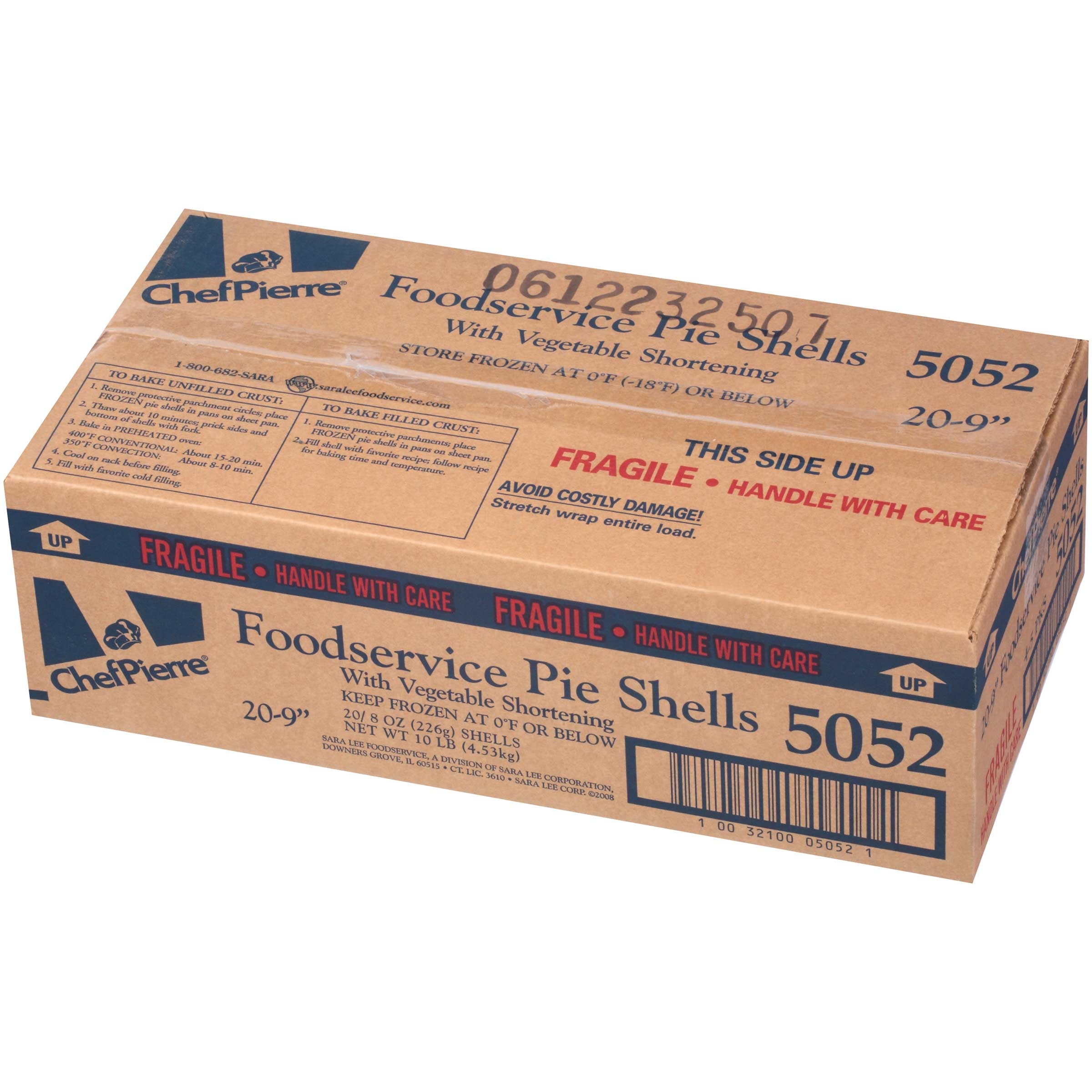 Chef Pierre Unbaked Vegetable Shortening Pie Shell, 9 Inch -- 20 Per Case