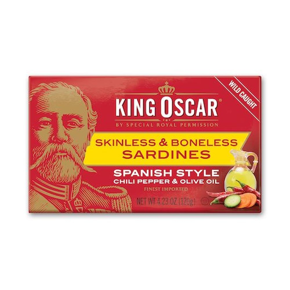 King Oscar Spanish Style Skinless Boneless Sardines in Chili Pepper and Olive Oil, 3.75 Ounce -- 12 per case