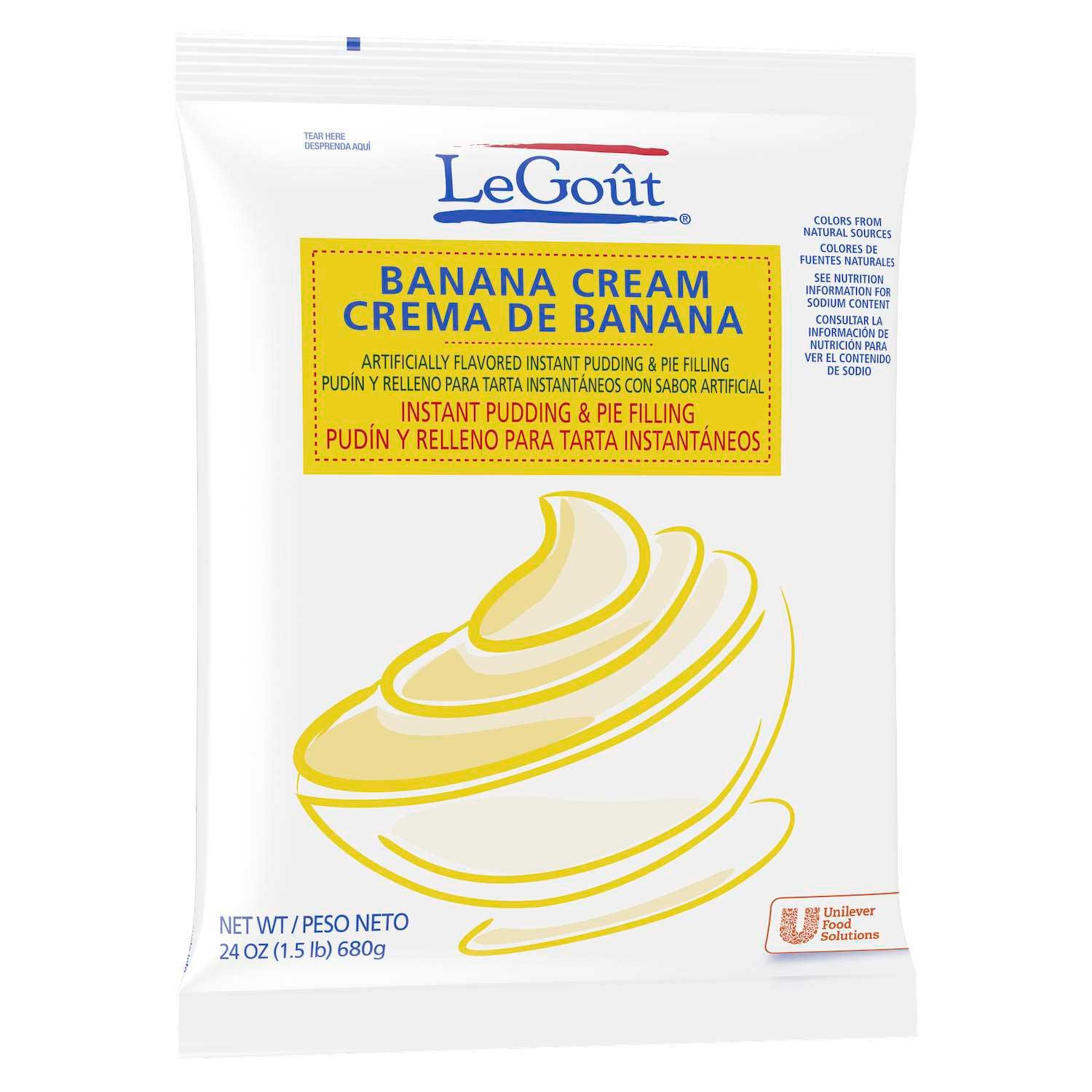 LeGout Banana Cream Instant Pudding and Pie Filling, 24 ounce -- 12 per case