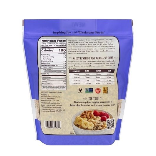Bobs Red Mill Gluten-Free Protein Oats, 32 Ounce -- 4 per case