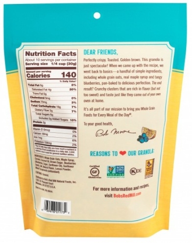 Bobs Red Mill Lemon Blueberry Granola, 11 Ounce -- 6 per case