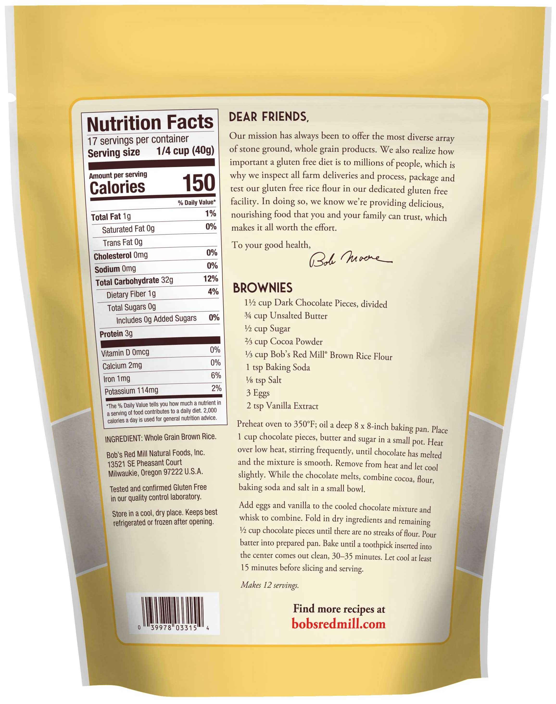 Bob's Red Mill Brown Rice Flour, 24 Ounce -- 4 Per Case