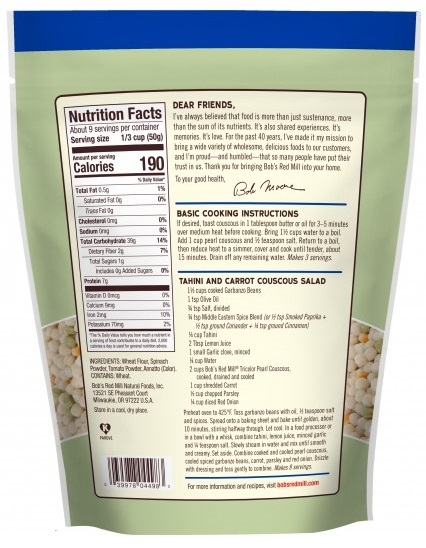 Bob's Red Mill Tri-color Pearl Couscous, 16 Ounce -- 4 Per Case