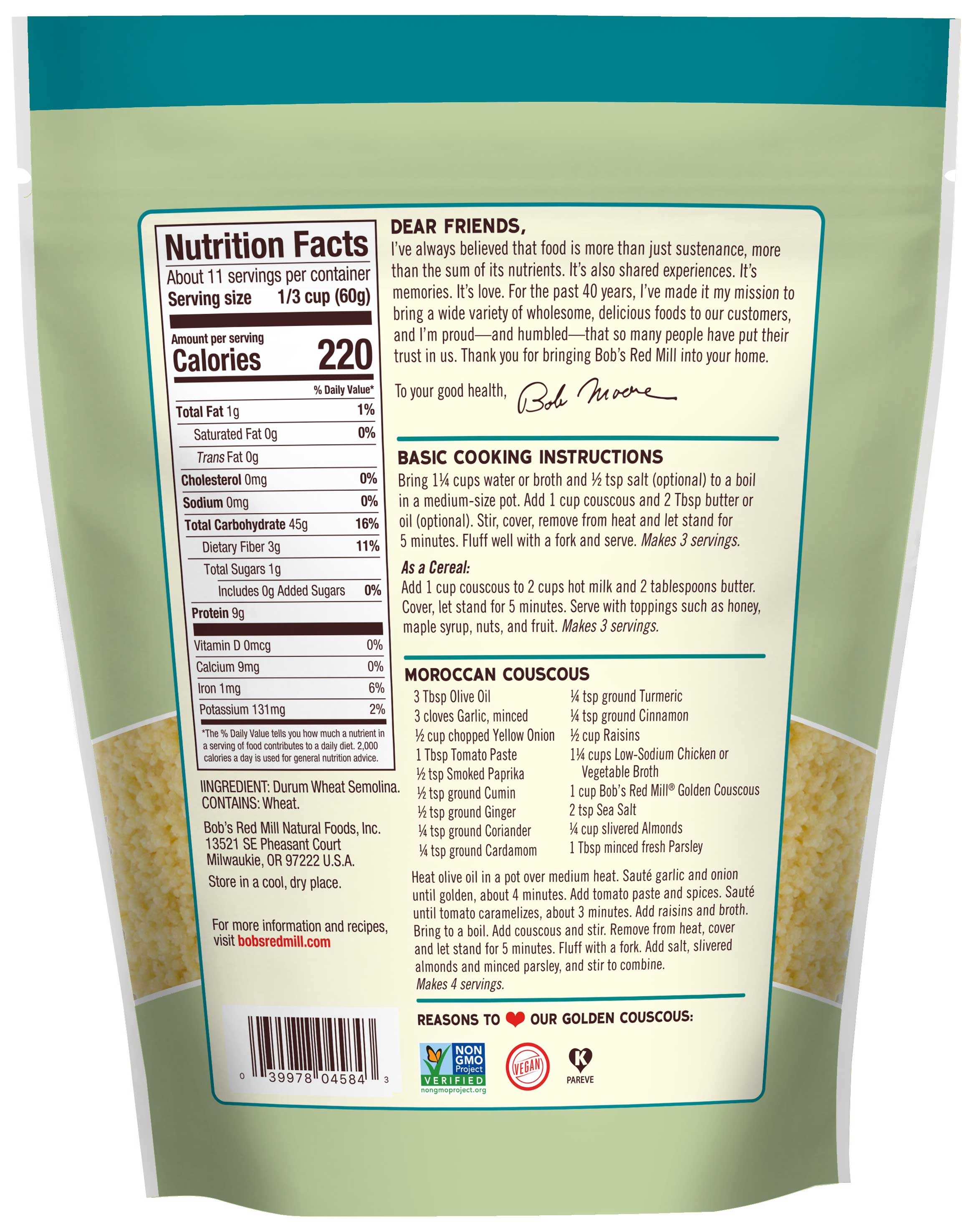 Bob's Red Mill Golden Couscous, 24 Ounce -- 4 Per Case