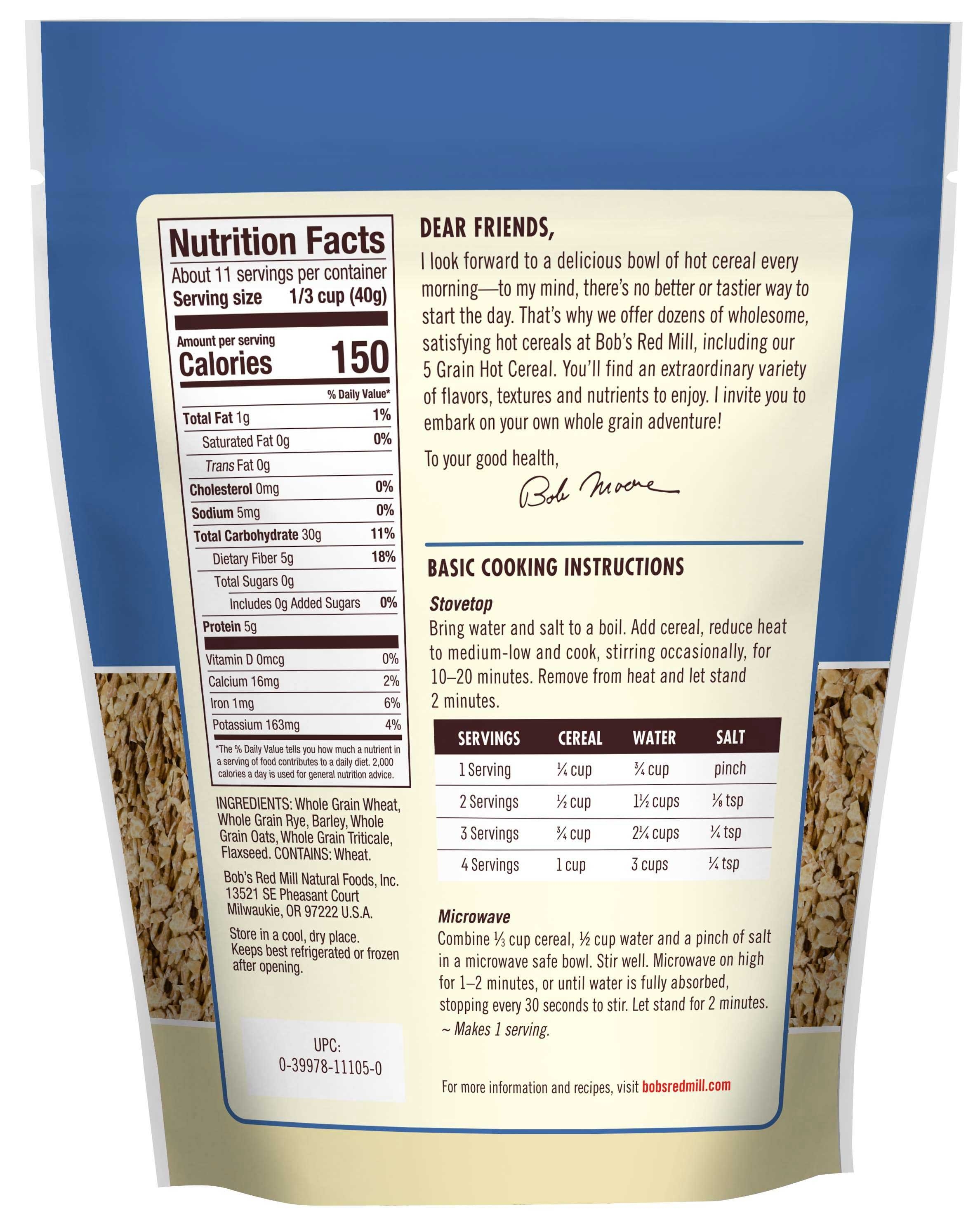Bob's Red Mill 5 Grain Hot Cereal, 16 Ounce -- 4 Per Case