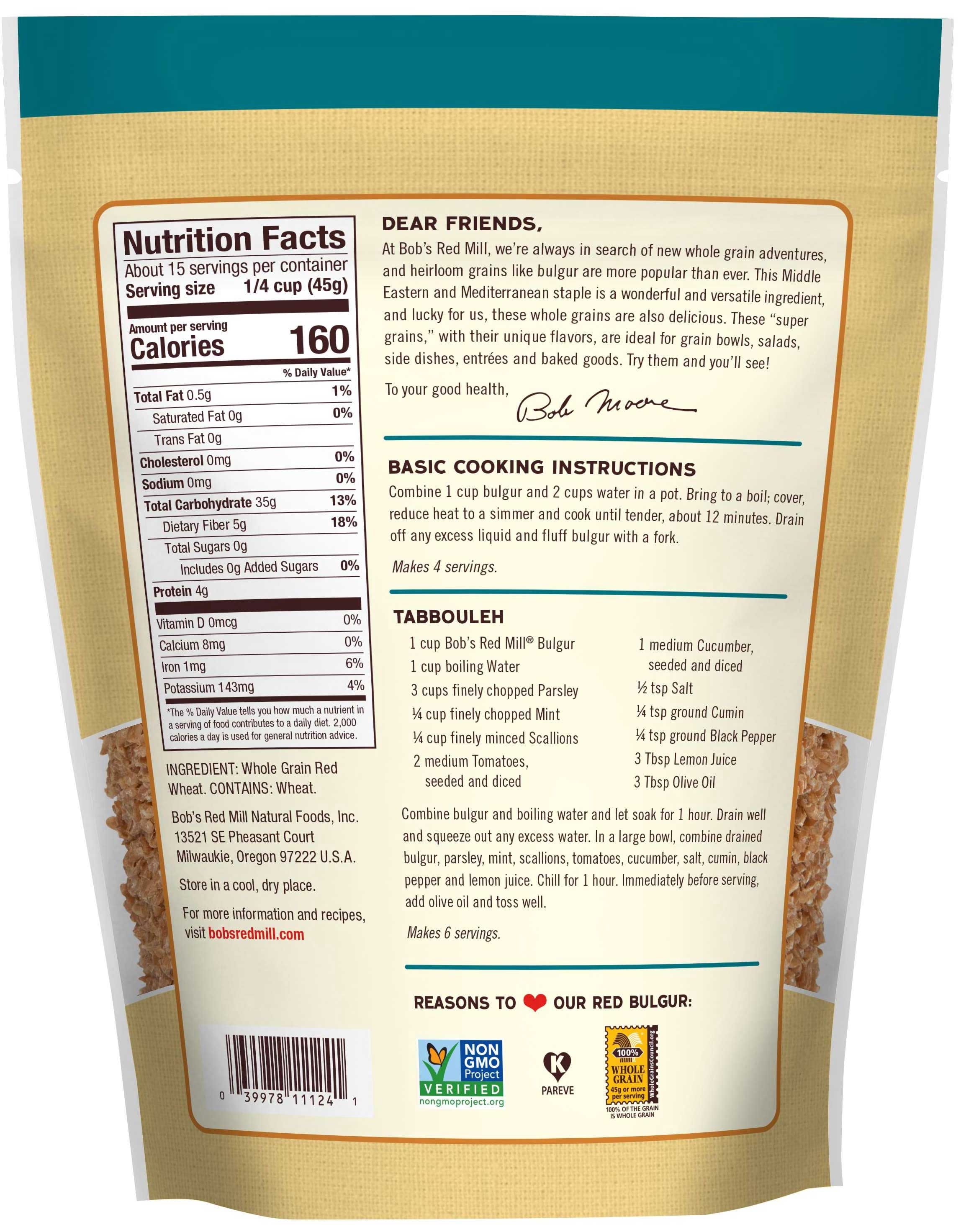 Bob's Red Mill Red Bulgur, 24 Ounce -- 4 Per Case