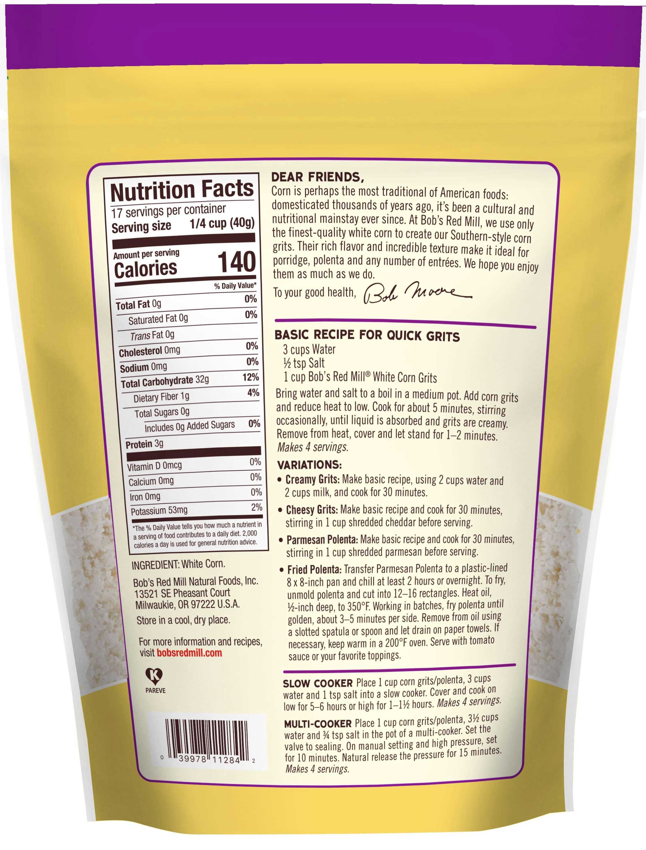 Bob's Red Mill White Corn Grits, 24 Ounce -- 4 Per Case