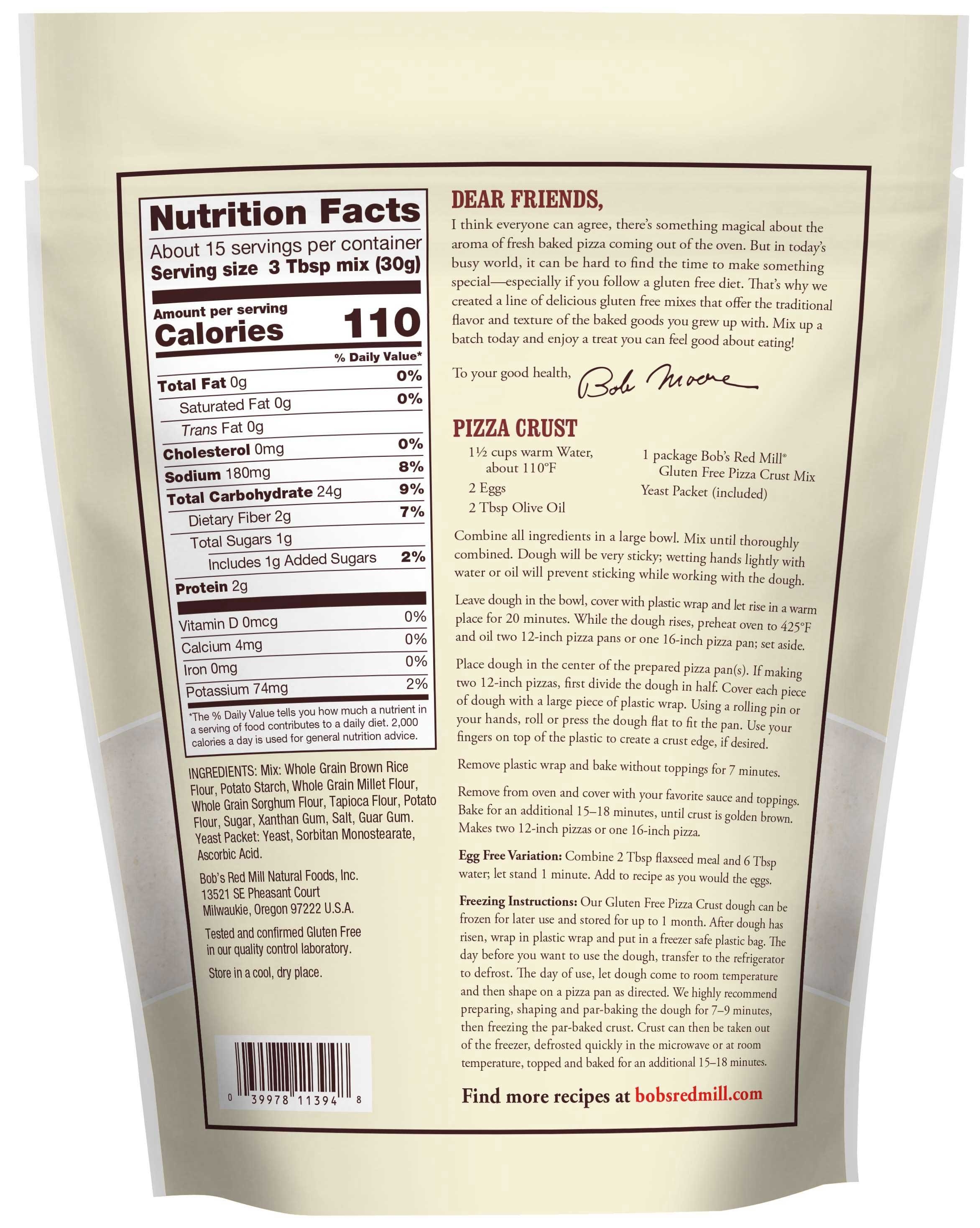 Bob's Red Mill Gluten Free Pizza Crust Mix, 16 Ounce -- 4 Per Case