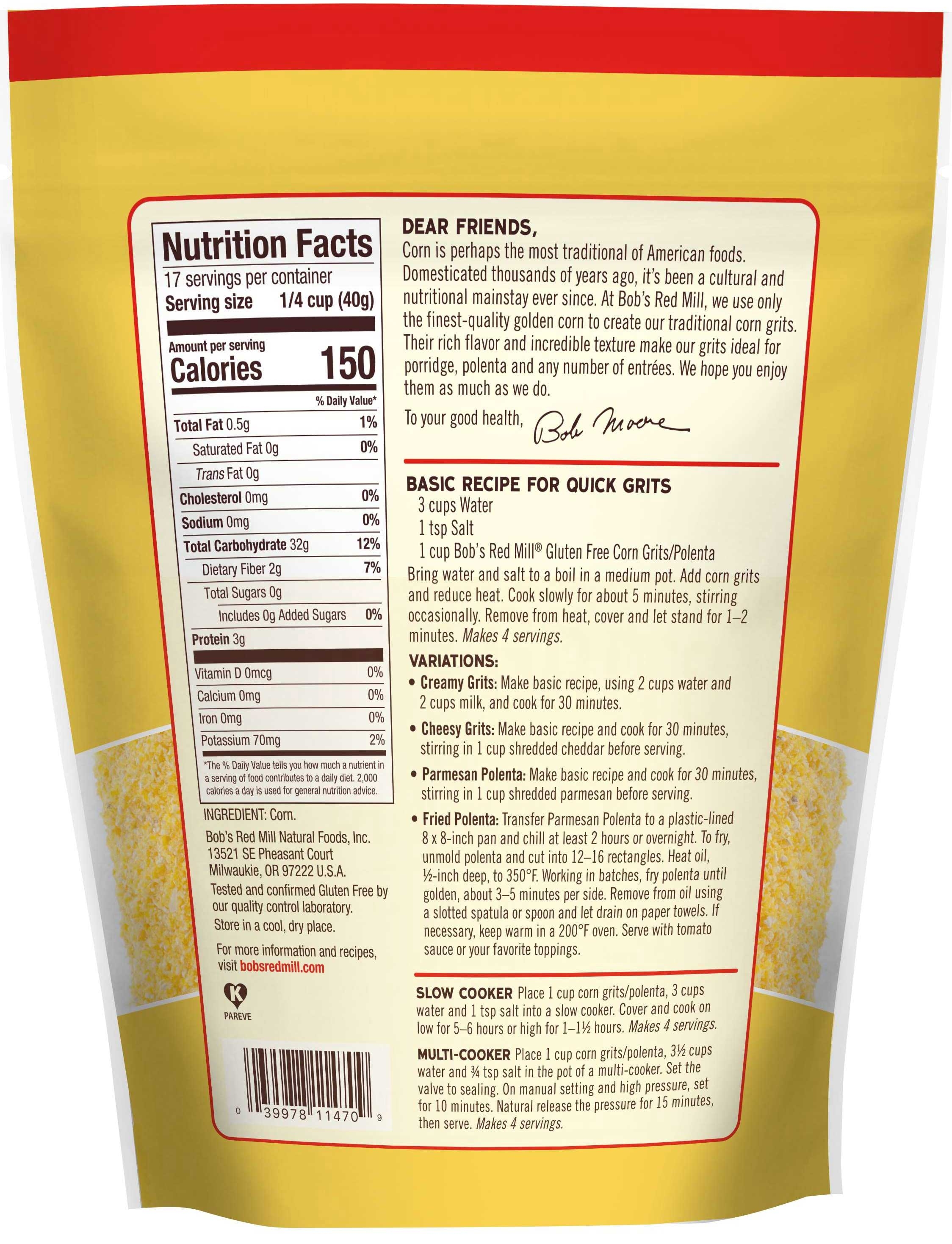 Bob's Red Mill Gluten Free Corn Grits/polenta, 24 Ounce -- 4 Per Case