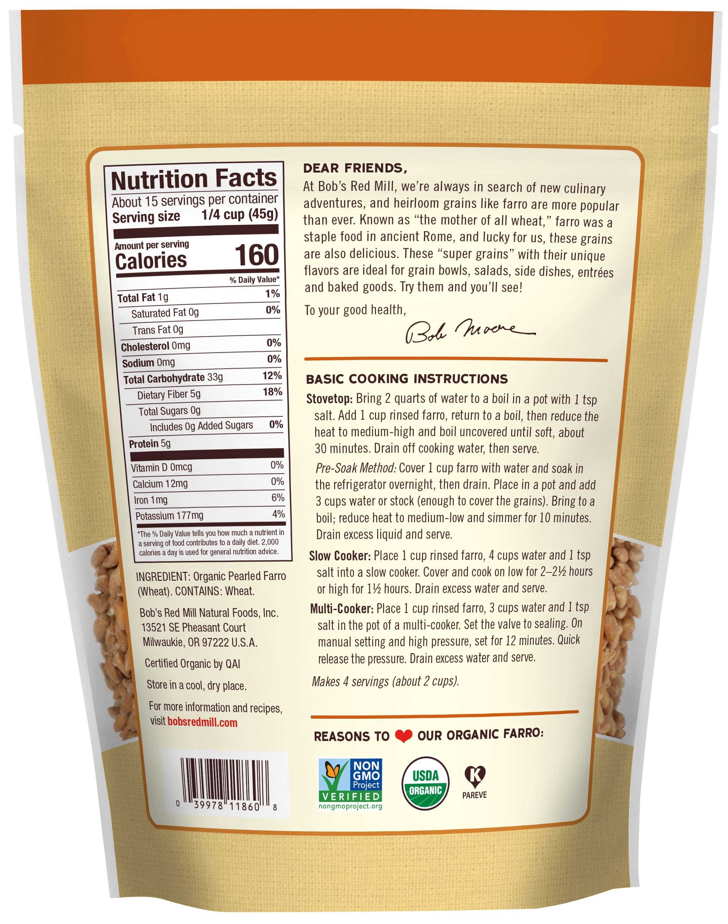 Bob's Red Mill Organic Farro, 24 Ounce -- 4 Per Case