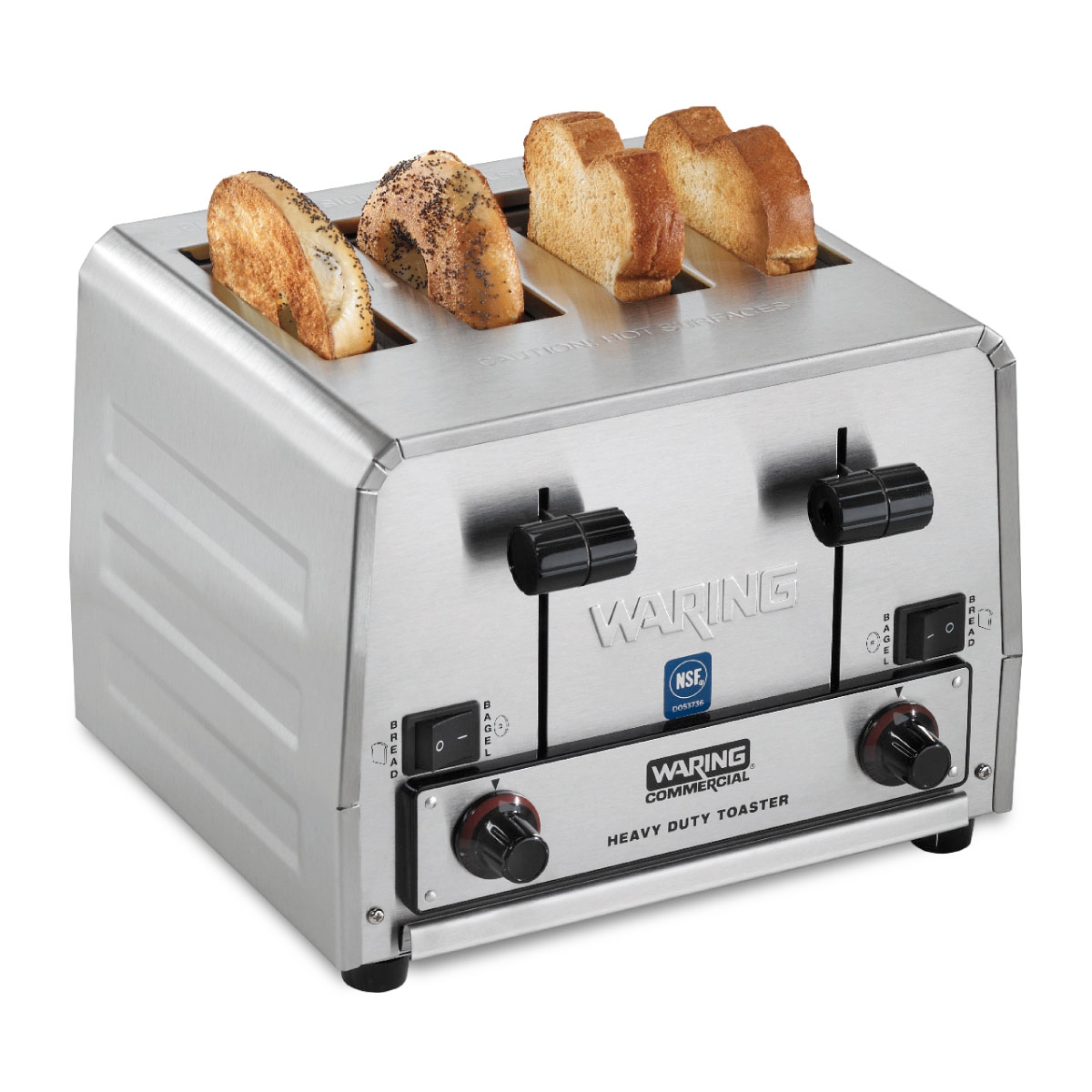 Waring Commercial 4 Slice Heavy Duty Switchable Bread Bagel Toast Toaster, 120 Volts.