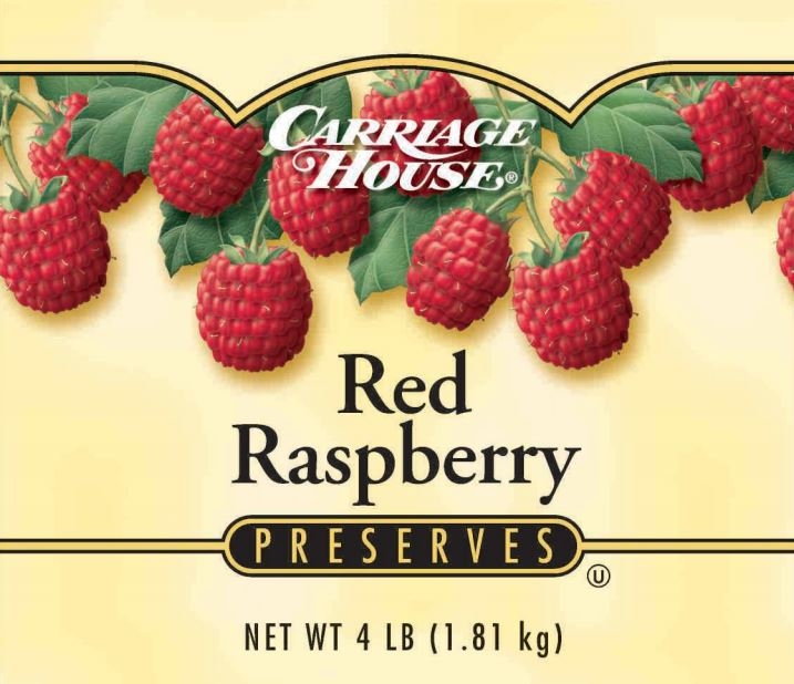 Carriage House Red Raspberry Preserves -- 6 Per Case.