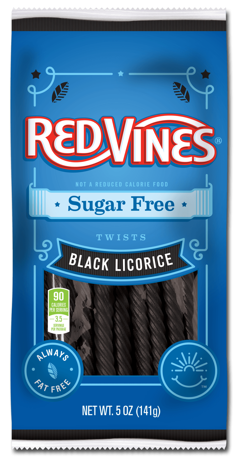 Red Vines Black Licorice Sugar Free Vines - 5 oz. bag, 12 per case