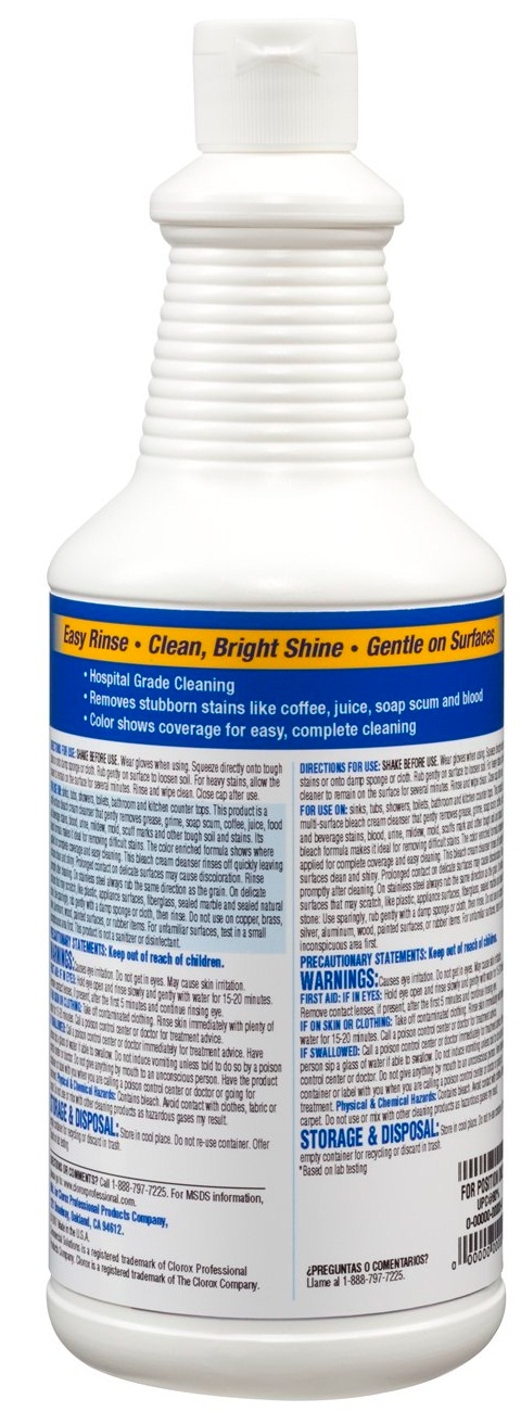Clorox Commercial Solutions Bleach Cream Cleanser, 32 Fluid Ounce -- 8 per case
