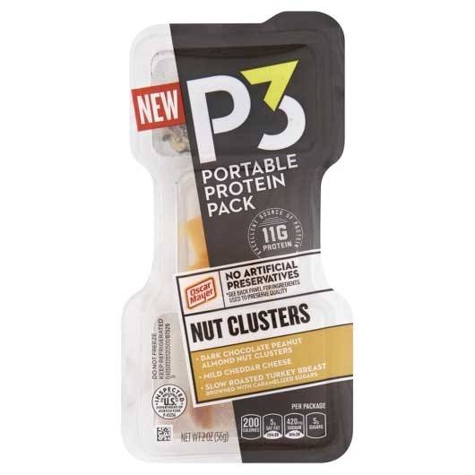 Oscar Mayer P3 Turkey Breast Mild Cheddar Chocolate Peanut Nut Cluster, 2 Ounce -- 10 Per Case