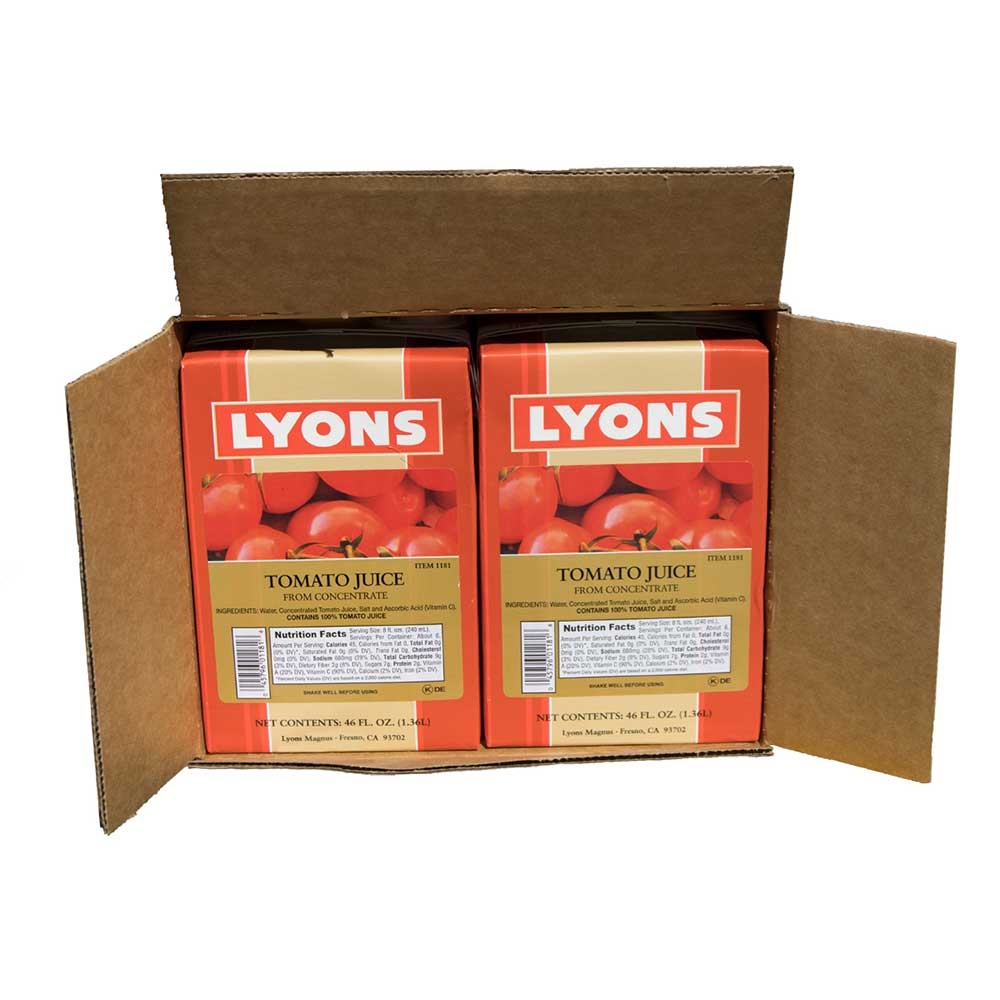 Lyons 100 Percent Tomato Juice, 46 Fluid Ounce -- 12 Per Case